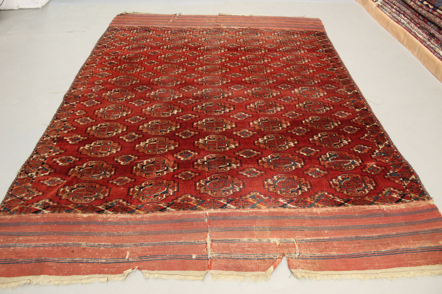 Antik handgeknüpfter Turkmenische Sareg Teppich 330 x 225 cm ca Mitte des 18 Jahrhunderts