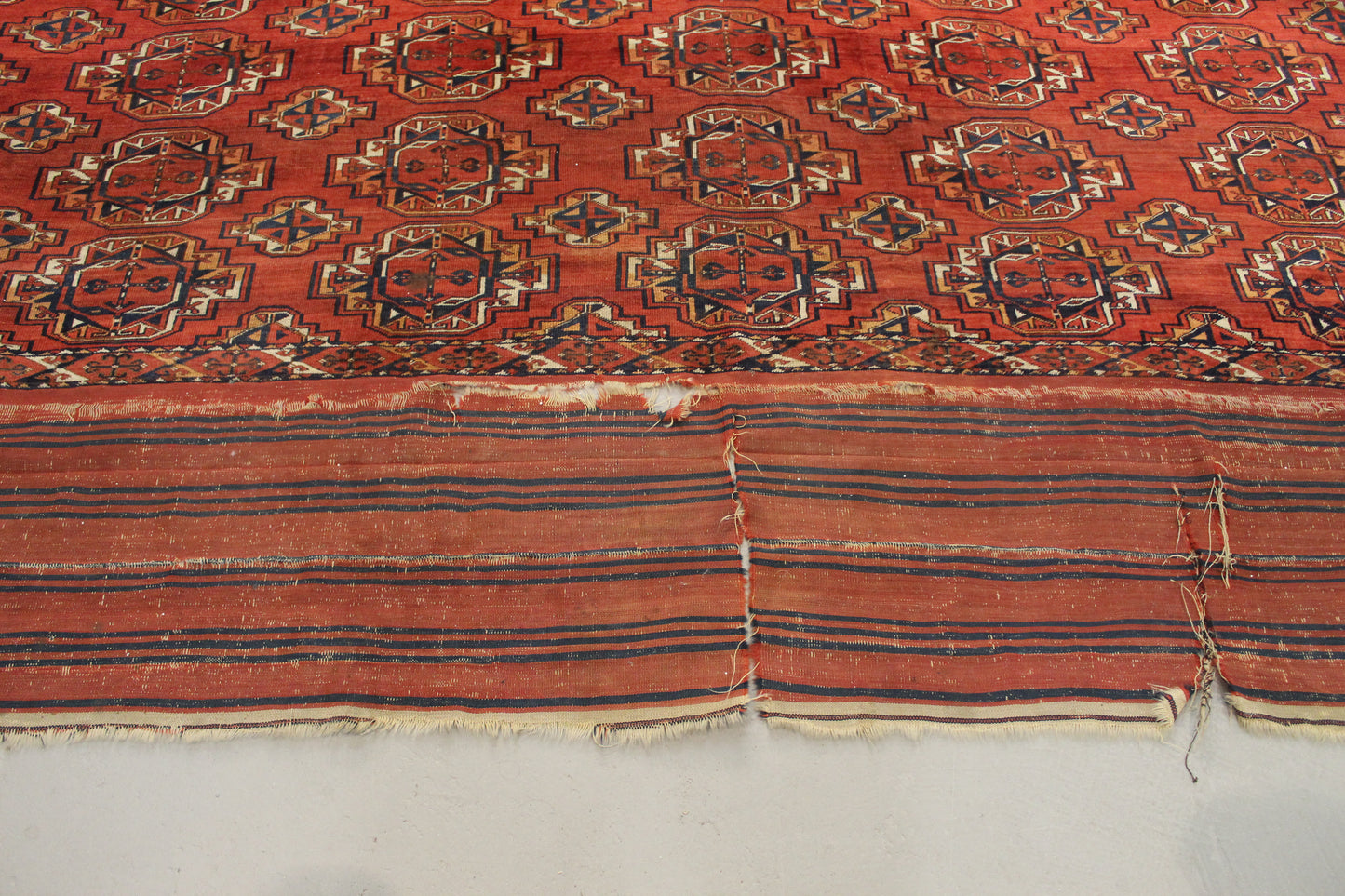Antik handgeknüpfter Turkmenische Sareg Teppich 330 x 225 cm ca Mitte des 18 Jahrhunderts