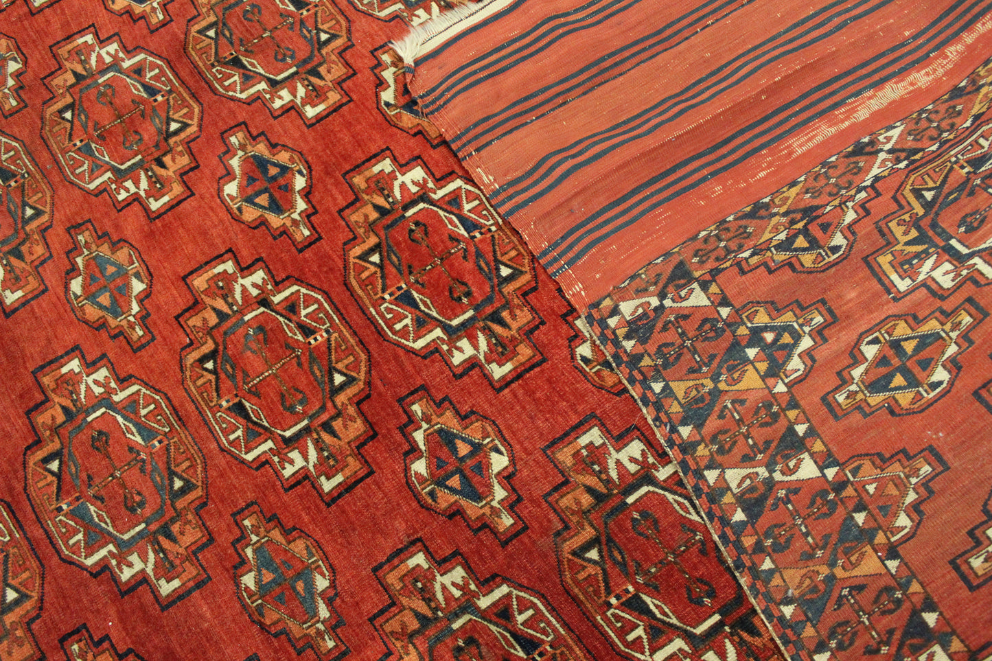 Antik handgeknüpfter Turkmenische Sareg Teppich 330 x 225 cm ca Mitte des 18 Jahrhunderts