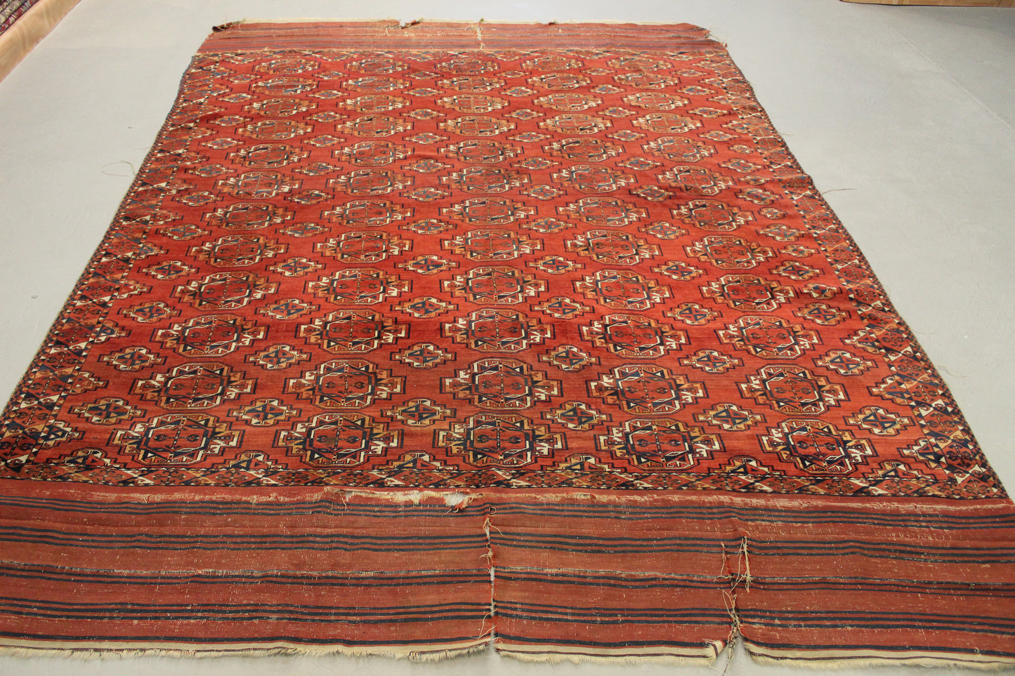 Antik handgeknüpfter Turkmenische Sareg Teppich 330 x 225 cm ca Mitte des 18 Jahrhunderts