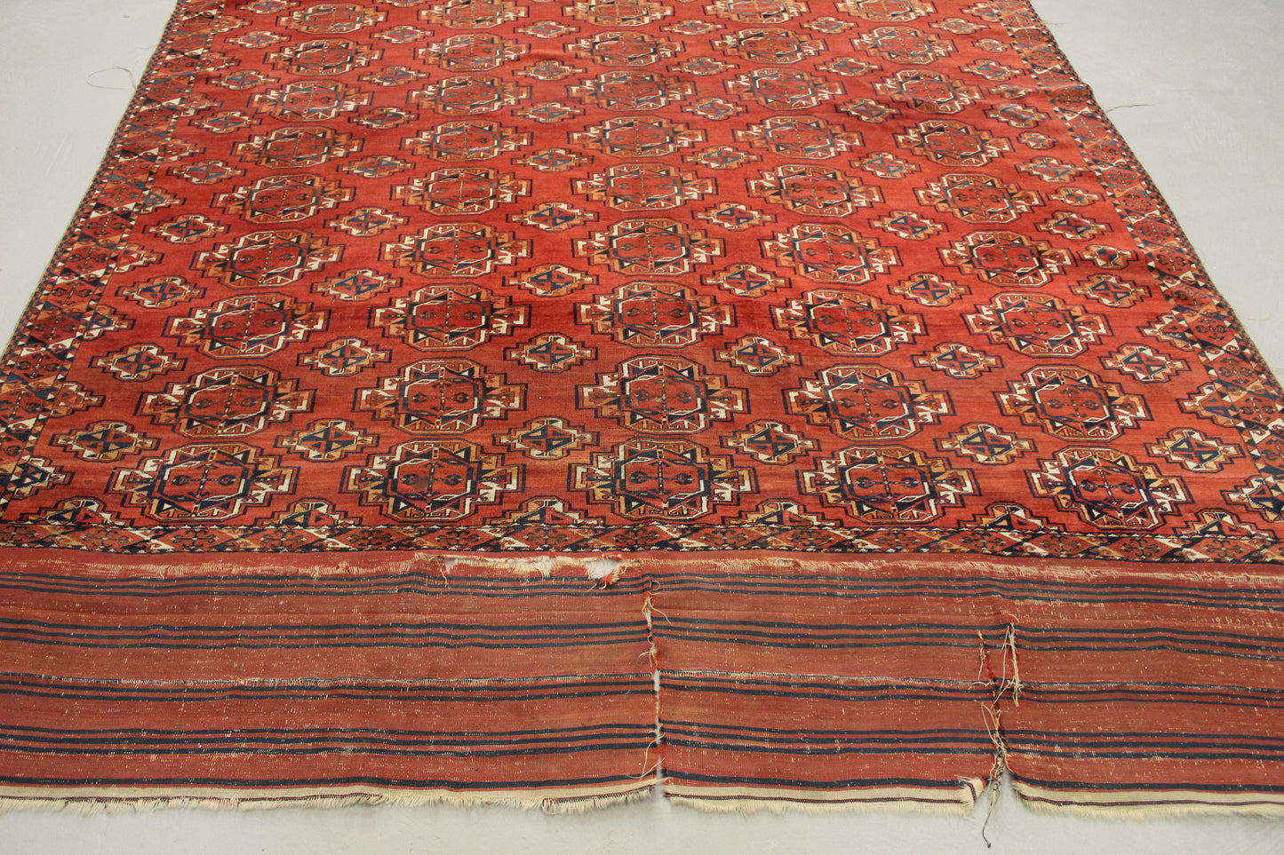 Antik handgeknüpfter Turkmenische Sareg Teppich 330 x 225 cm ca Mitte des 18 Jahrhunderts