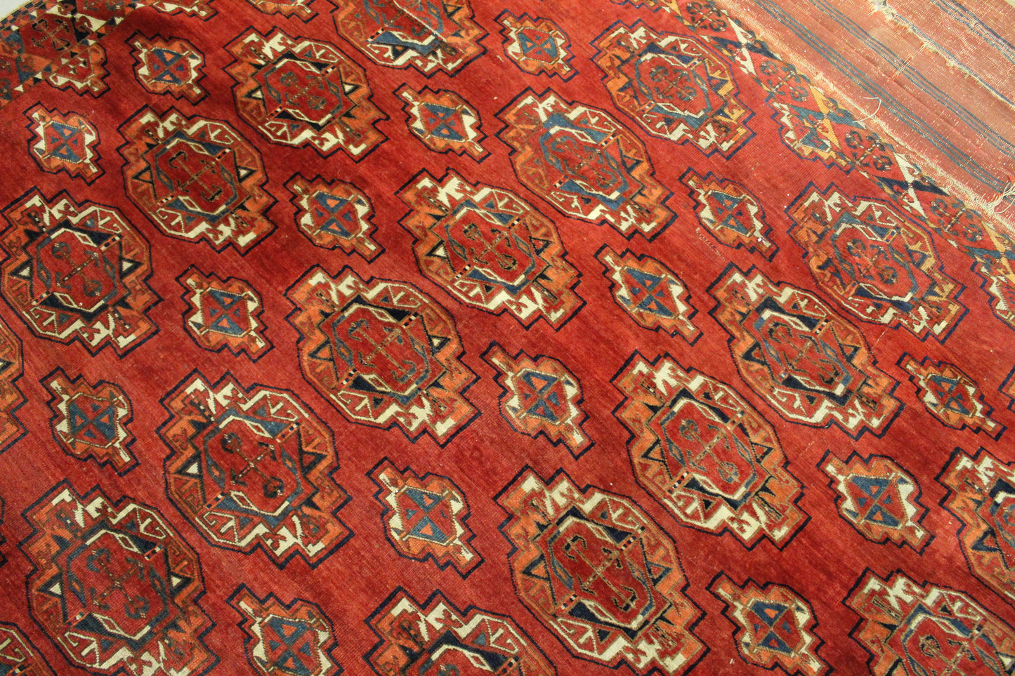 Antik handgeknüpfter Turkmenische Sareg Teppich 330 x 225 cm ca Mitte des 18 Jahrhunderts