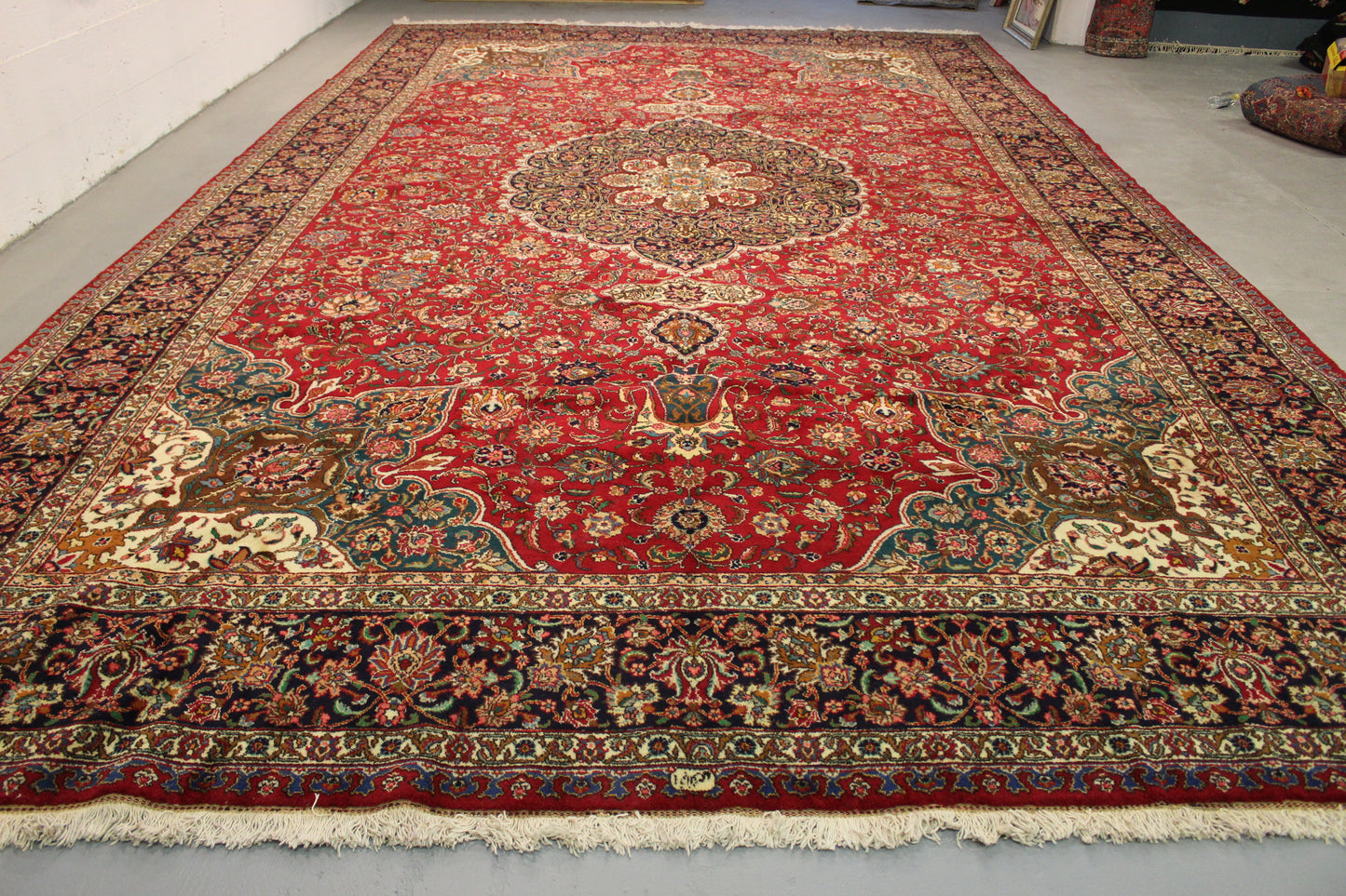 Antik Handgeknüpfter persische Tabriz Teppich 630 x 375 cm top zustand