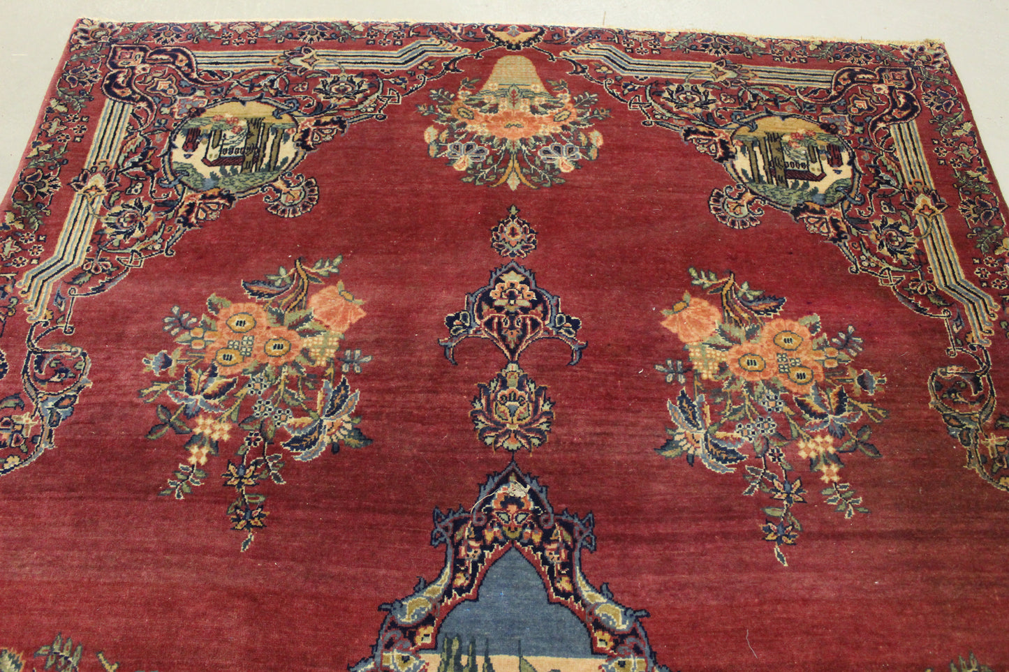 Antik handgeknüpfter Perser Kerman Teppich 205 x 132 cm top zustand ca 100 Jahre