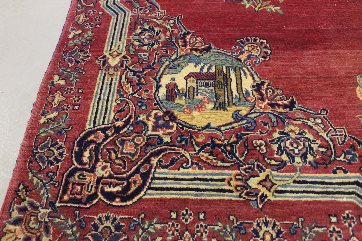 Antik handgeknüpfter Perser Kerman Teppich 205 x 132 cm top zustand ca 100 Jahre