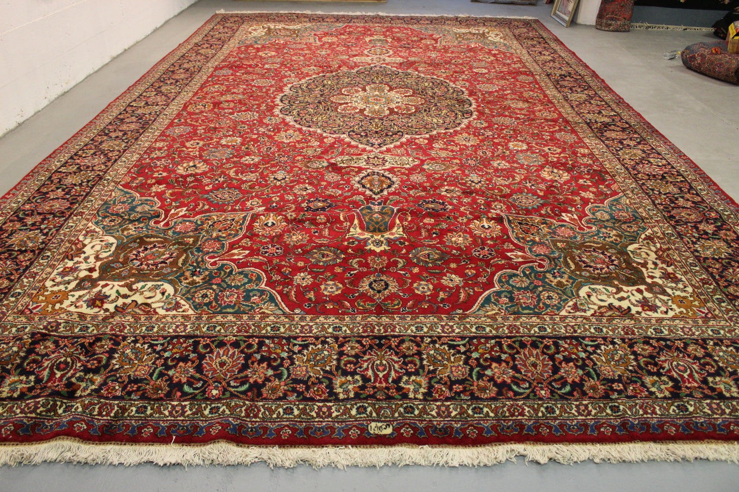 Antik Handgeknüpfter persische Tabriz Teppich 630 x 375 cm top zustand