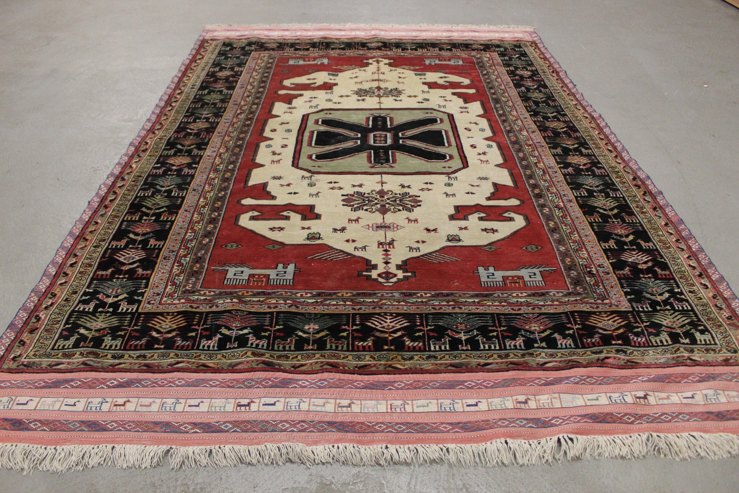 Antik handgeknüpfter Perser Qutschan Seide Teppich 190 x 132 cm top zustand