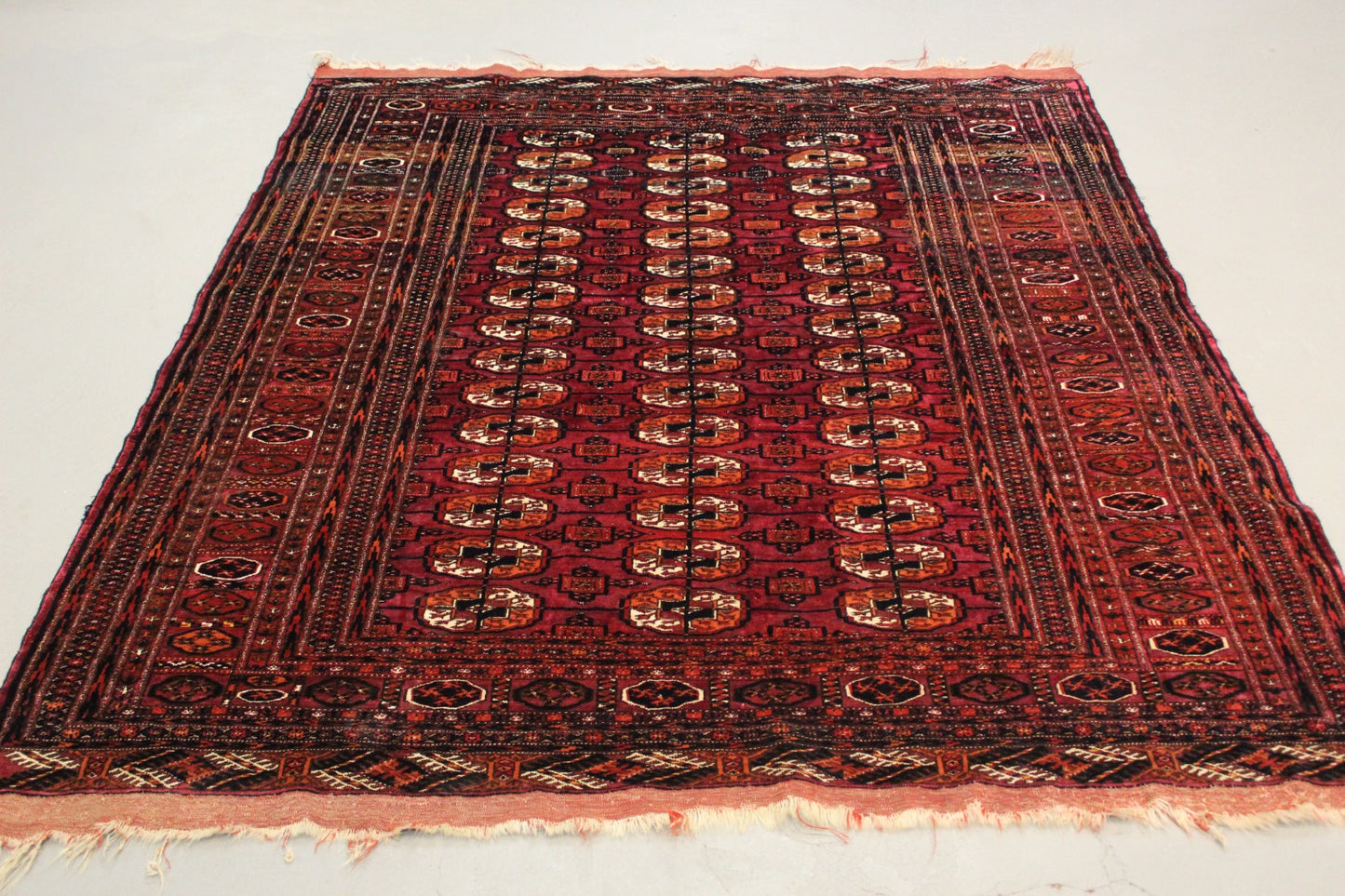 Antik Turkmenische Teppich Teke Seide auf Schurwolle 180 x 160 cm top zustand