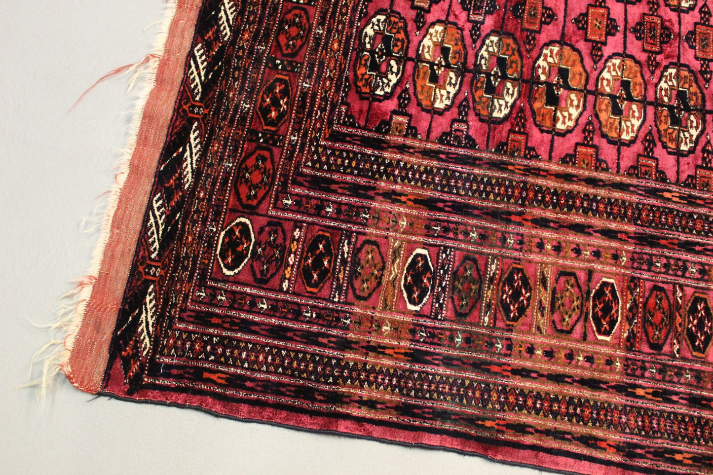 Antik Turkmenische Teppich Teke Seide auf Schurwolle 180 x 160 cm top zustand