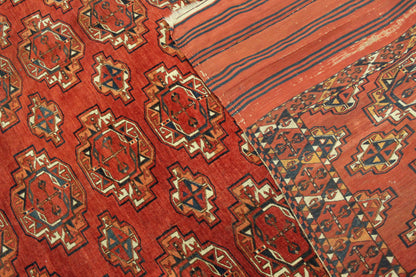 Antiker handgeknüpfter turkmenischer Sareg Teppich 250 x 225 cm ca. Mitte des 18. Jahrhunderts