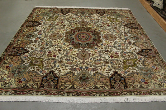 Antik handgeknüpfter persische Täbris Teppich 250 x 250 cm top zustand