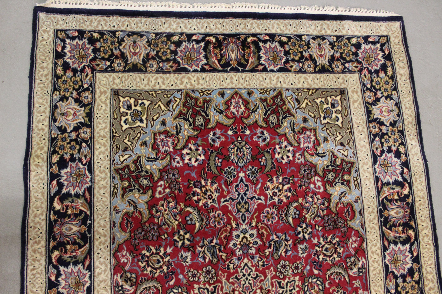 Antik handgeknüpfter Isfahan wolle Seide auf Seide Teppich 175 x 108 cm perfekt