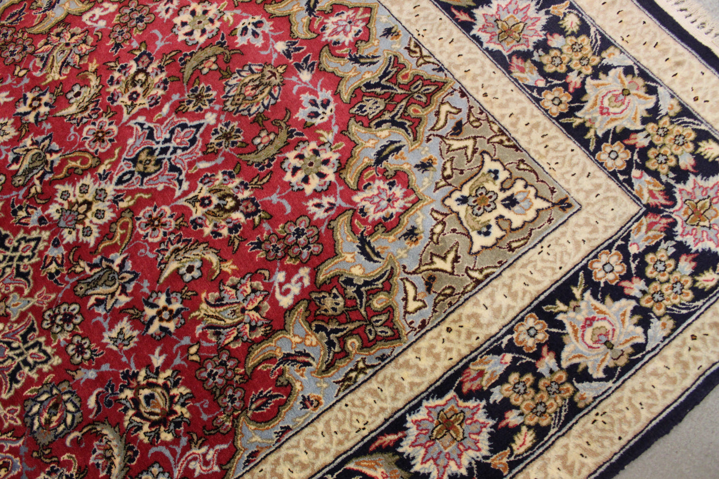 Antik handgeknüpfter Isfahan wolle Seide auf Seide Teppich 175 x 108 cm perfekt