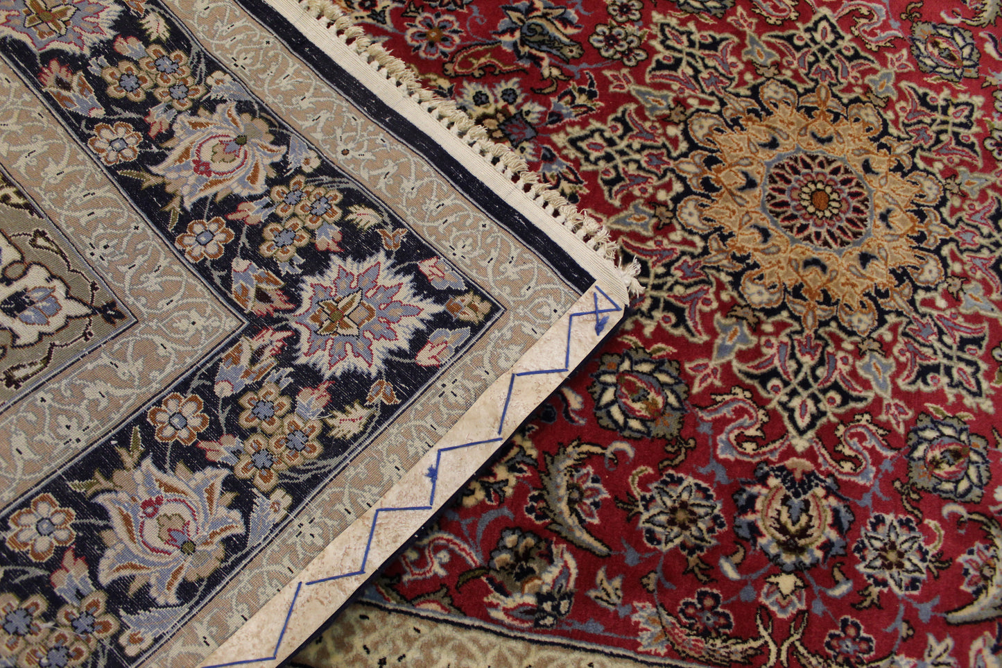 Antik handgeknüpfter Isfahan wolle Seide auf Seide Teppich 175 x 108 cm perfekt
