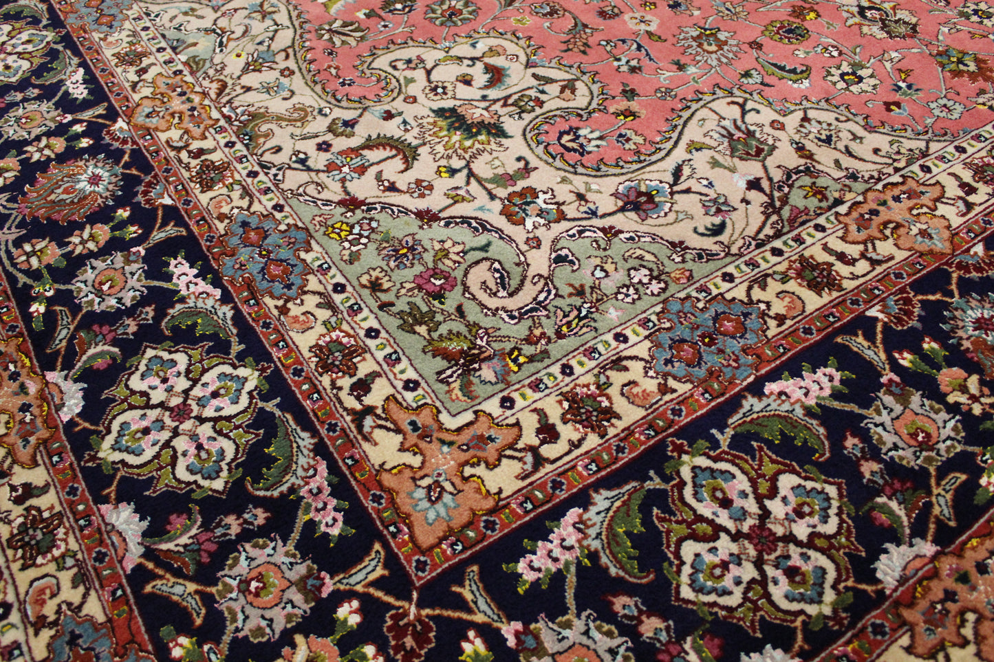 Antik handgeknüpfter wolle mit Seide ( 50 Raj ) tabriz Teppich 360 x 245 cm