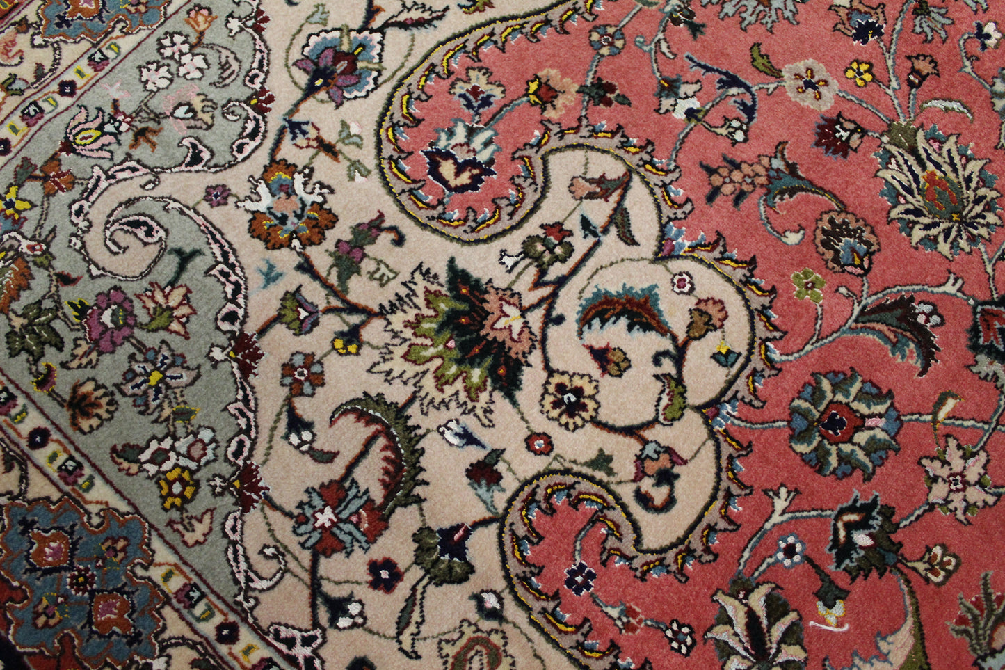 Antik handgeknüpfter wolle mit Seide ( 50 Raj ) tabriz Teppich 360 x 245 cm