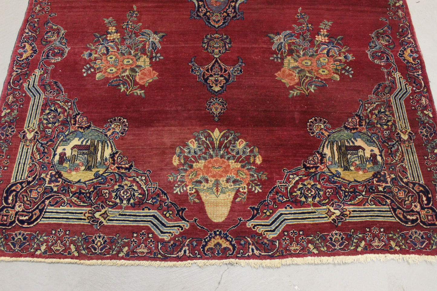 Antik handgeknüpfter Perser Kerman Teppich 205 x 132 cm top zustand ca 100 Jahre