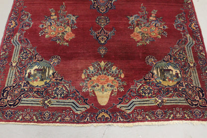 Antik handgeknüpfter Perser Kerman Teppich 205 x 132 cm top zustand ca 100 Jahre