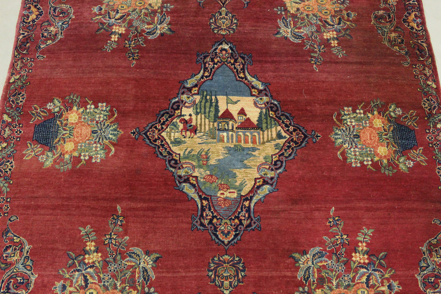 Antik handgeknüpfter Perser Kerman Teppich 205 x 132 cm top zustand ca 100 Jahre
