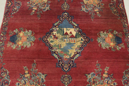 Antik handgeknüpfter Perser Kerman Teppich 205 x 132 cm top zustand ca 100 Jahre
