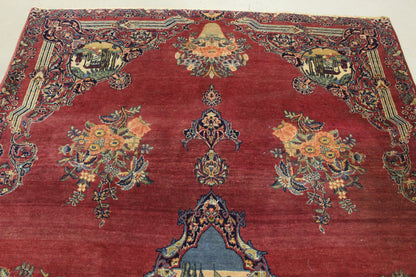 Antik handgeknüpfter Perser Kerman Teppich 205 x 132 cm top zustand ca 100 Jahre