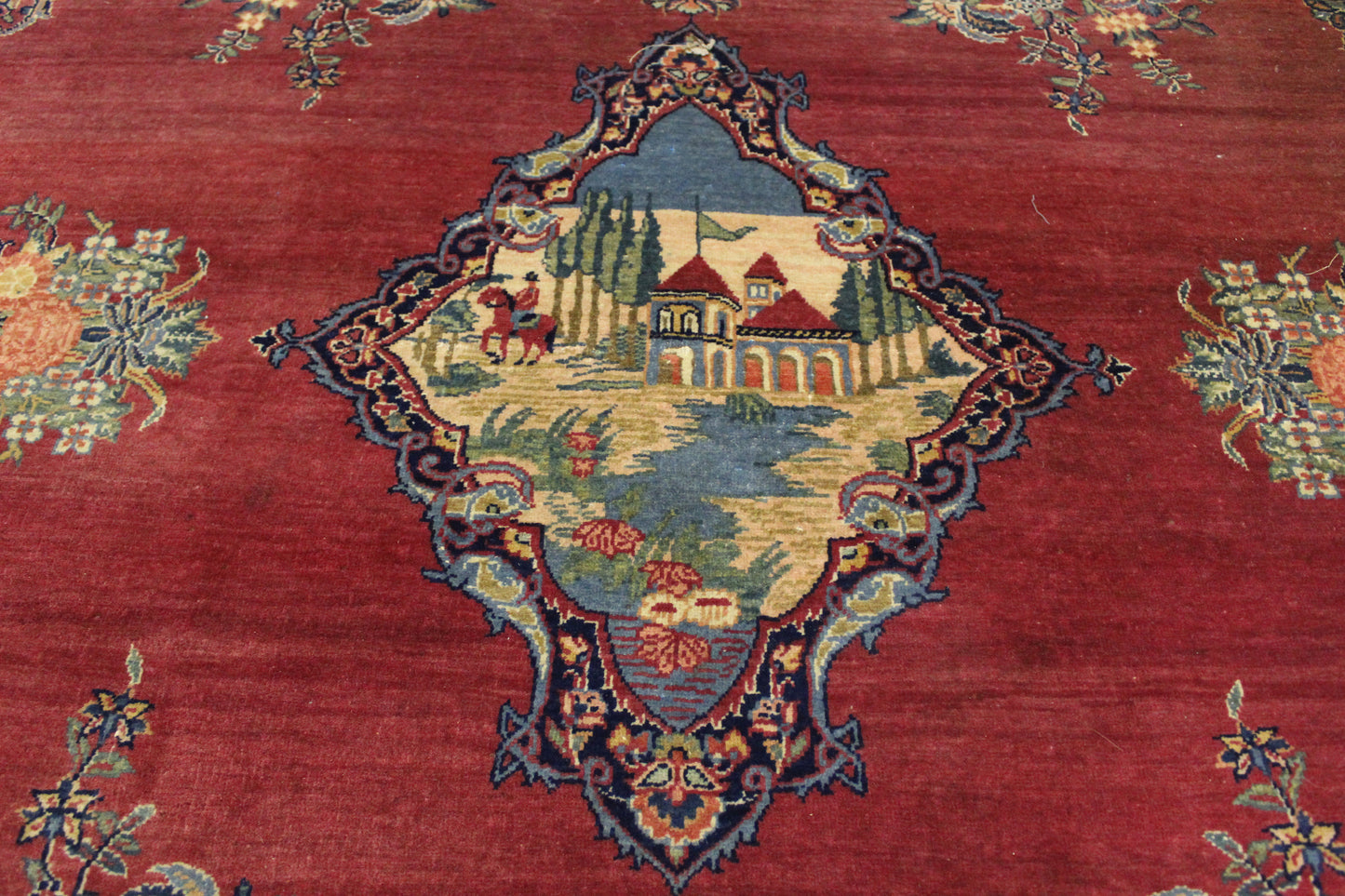 Antik handgeknüpfter Perser Kerman Teppich 205 x 132 cm top zustand ca 100 Jahre