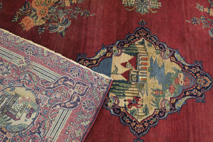 Antik handgeknüpfter Perser Kerman Teppich 205 x 132 cm top zustand ca 100 Jahre