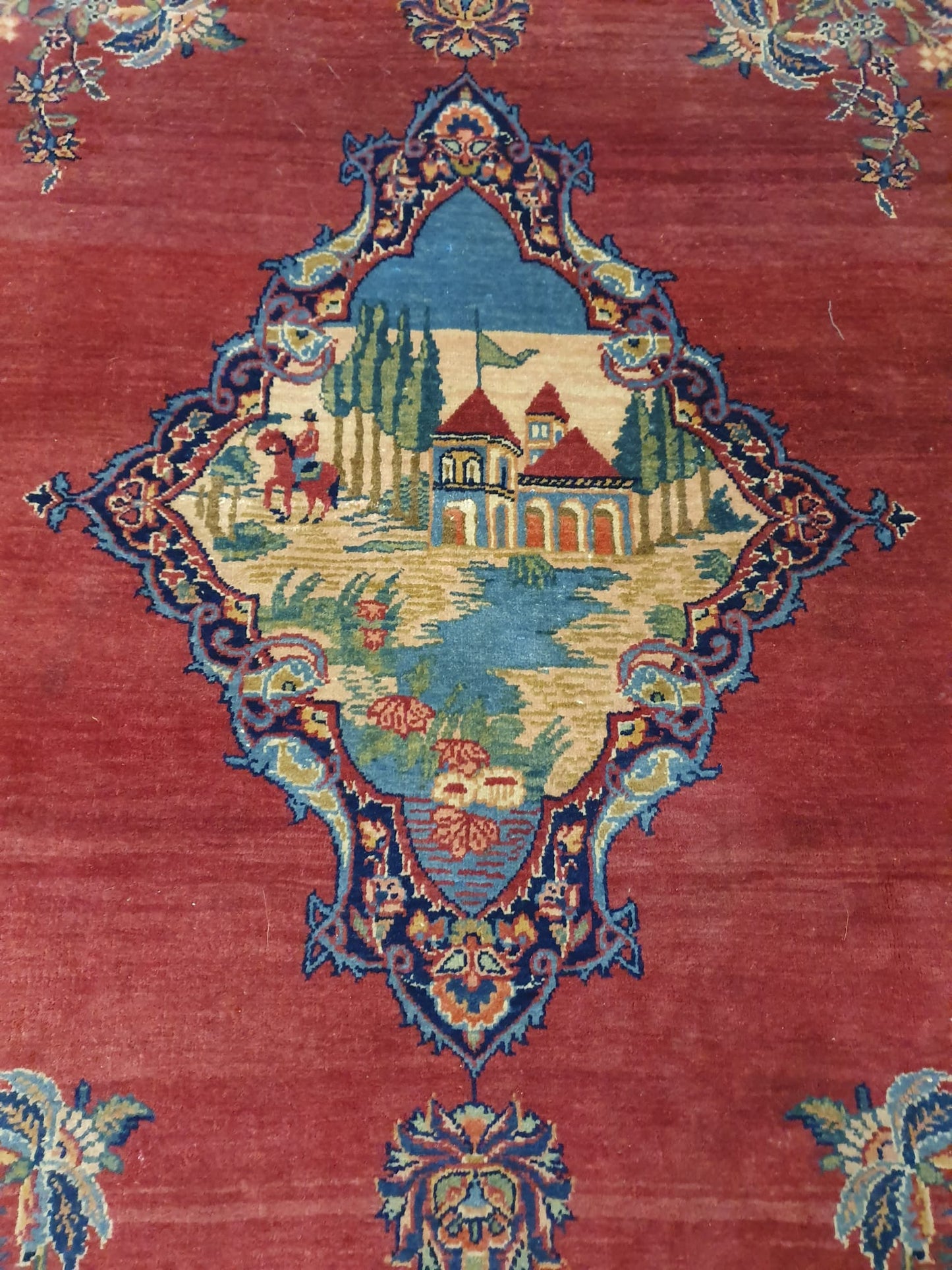 Antik handgeknüpfter Perser Kerman Teppich 205 x 132 cm top zustand ca 100 Jahre