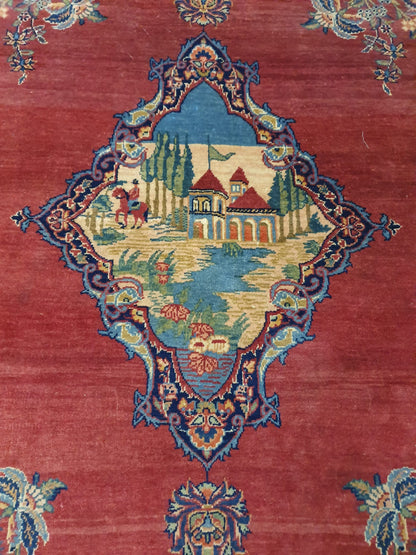 Antik handgeknüpfter Perser Kerman Teppich 205 x 132 cm top zustand ca 100 Jahre
