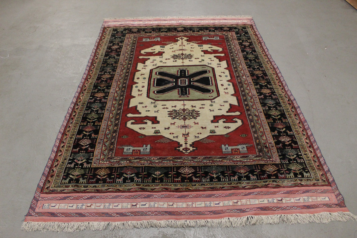 Antiker handgeknüpfter Perser Qutschan Seide Teppich 190 x 132 cm Top Zustand 