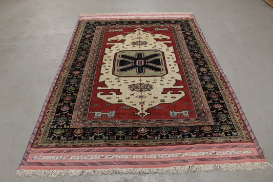 Antik handgeknüpfter Perser Qutschan Seide Teppich 190 x 132 cm top zustand