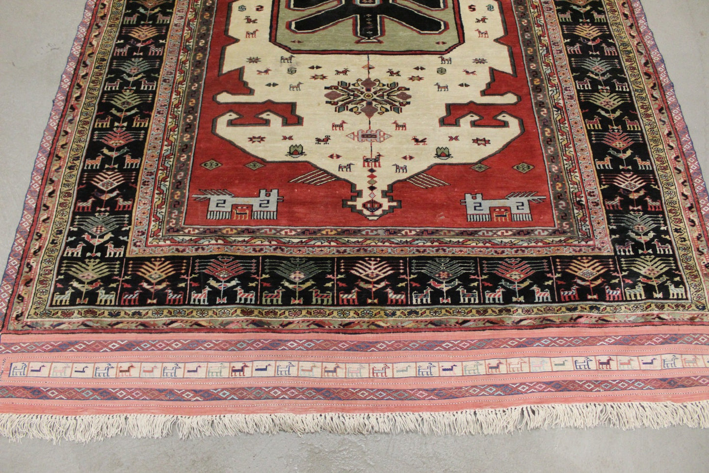 Antiker handgeknüpfter Perser Qutschan Seide Teppich 190 x 132 cm Top Zustand 
