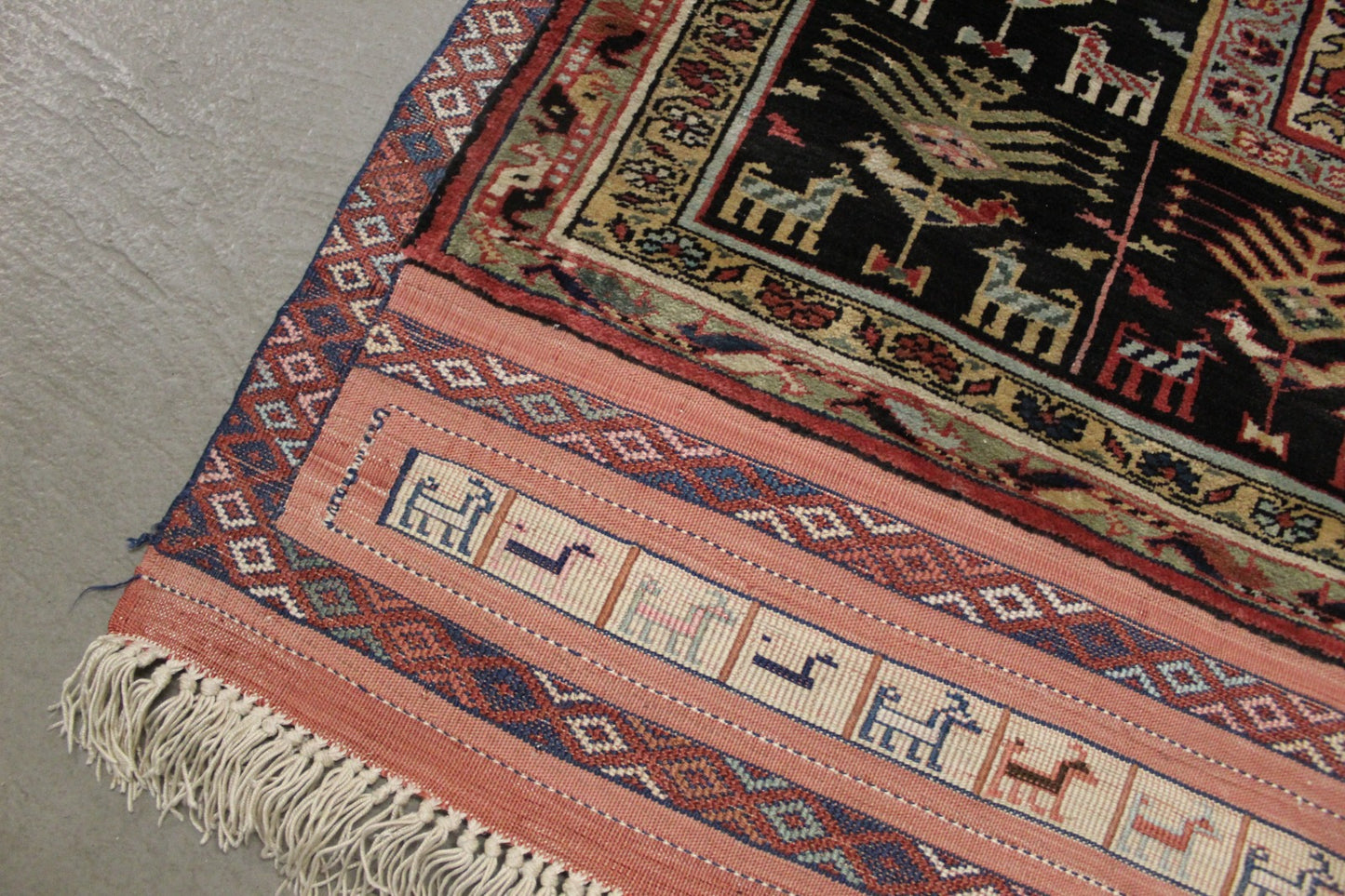 Antiker handgeknüpfter Perser Qutschan Seide Teppich 190 x 132 cm Top Zustand 