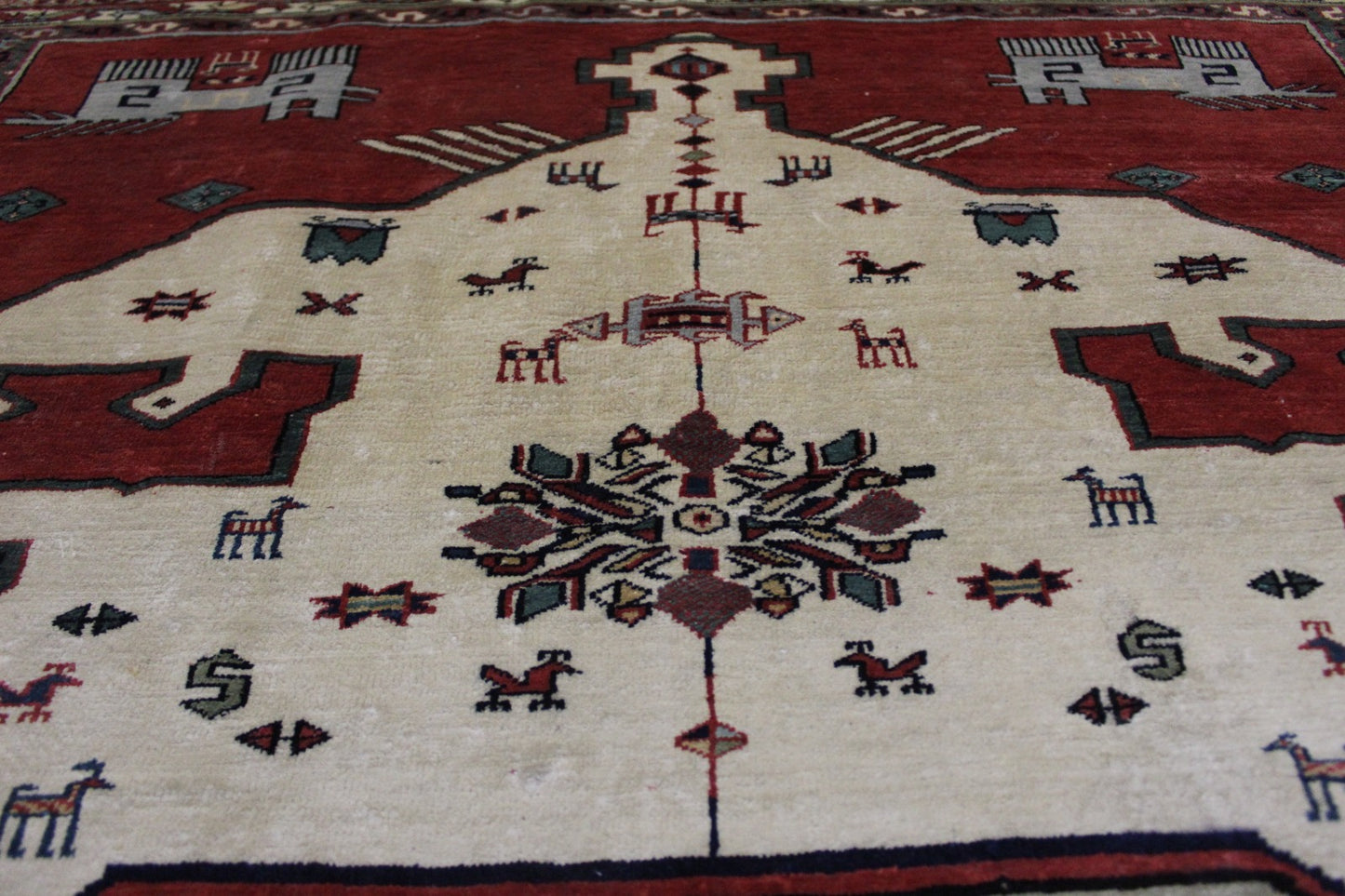Antiker handgeknüpfter Perser Qutschan Seide Teppich 190 x 132 cm Top Zustand 
