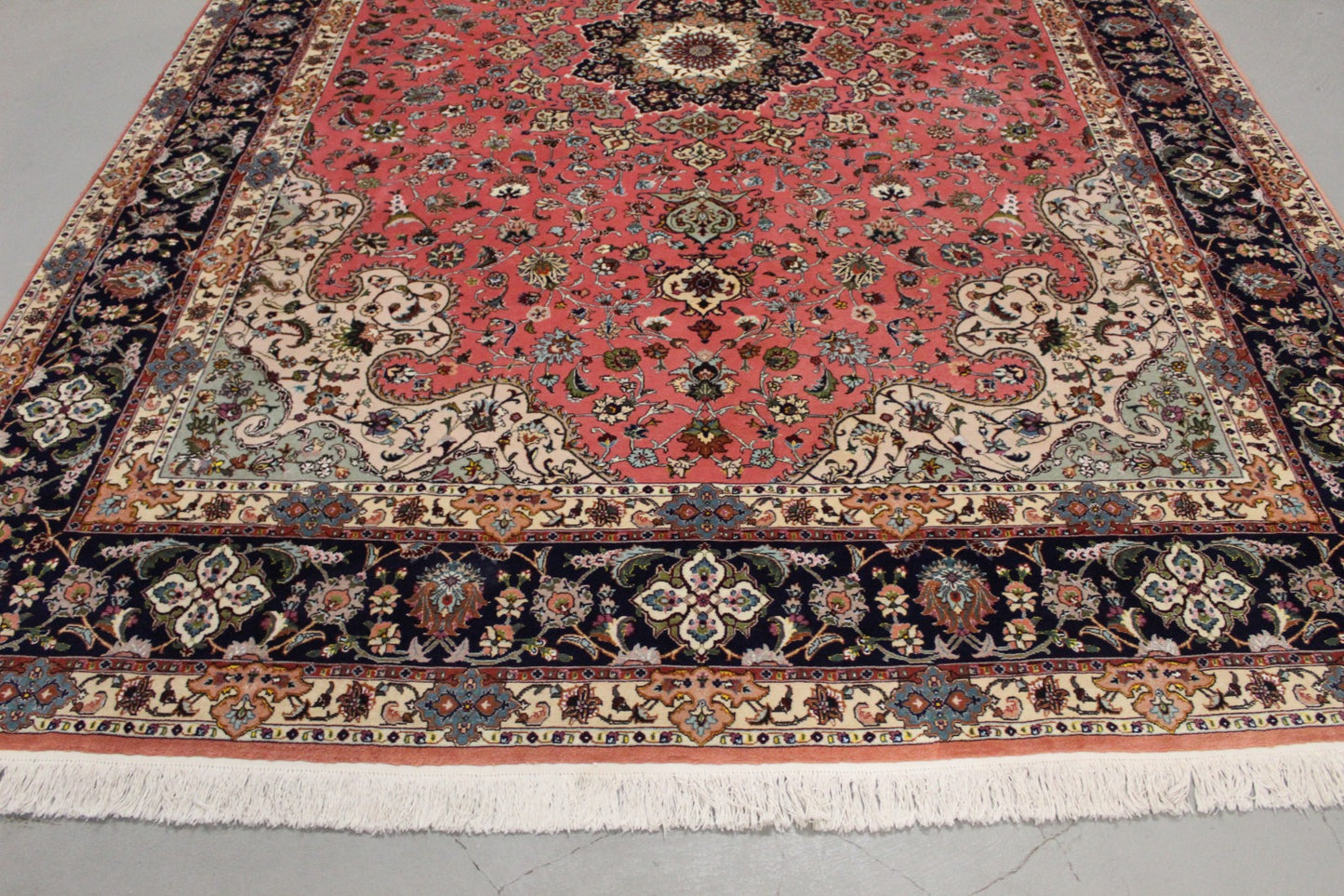Antik handgeknüpfter wolle mit Seide ( 50 Raj ) tabriz Teppich 360 x 245 cm